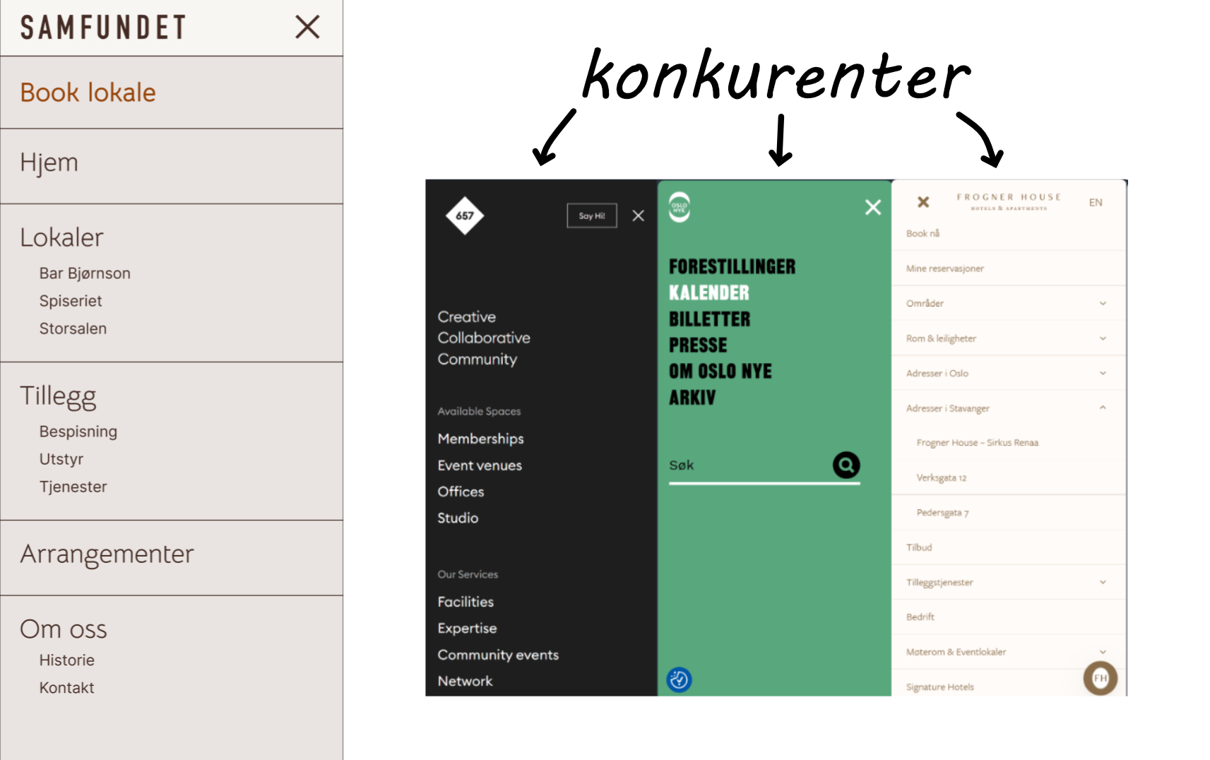Hifi prototype av hamburgermenyen for Samfundet Gjøvik