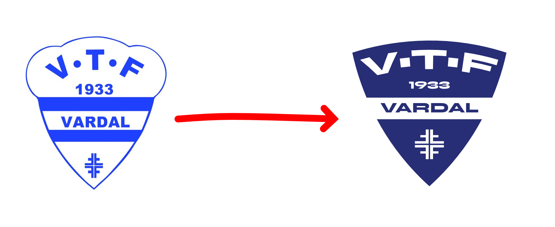 Gammel og ny logo for VTF